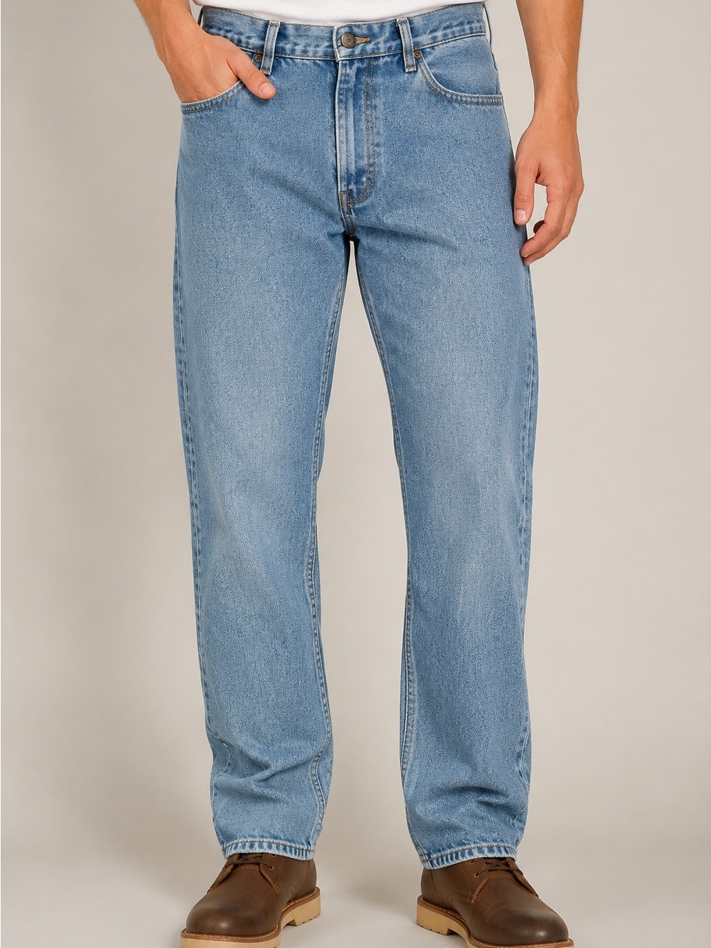 NWT Faded Glory Men’s Jeans 34x34 Relaxed Fit Straight Leg Light Wash